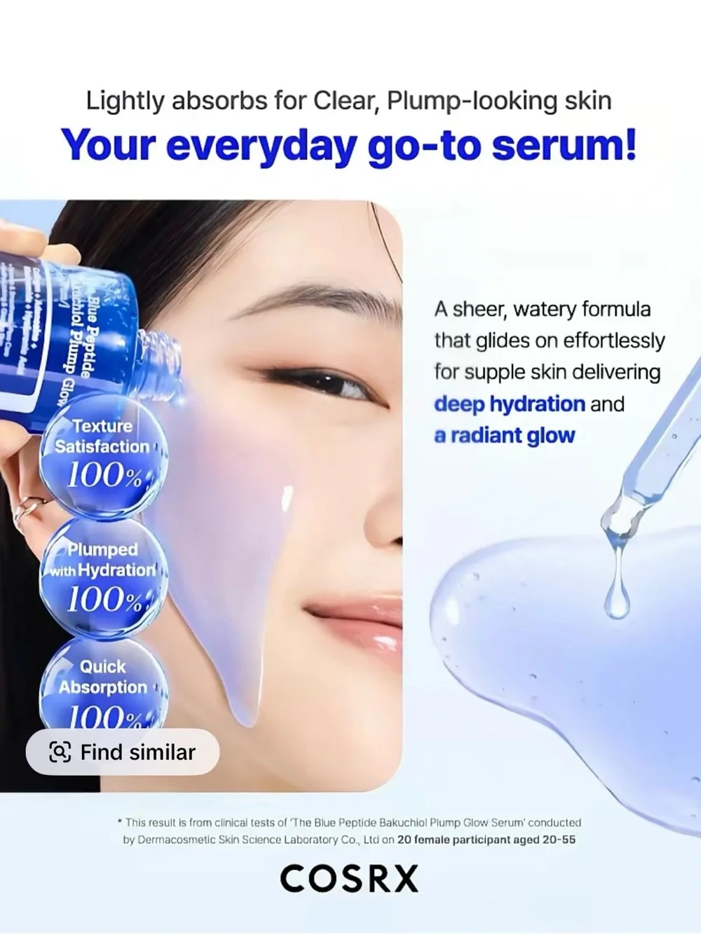 COSRX The Blue Peptide Bakuchiol Plump Glow Serum - White & Blue